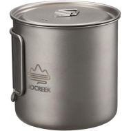 ROCREEK 550ml Titanium Cup Backpacking Pot Camping Hiking Mug Foldable handle with Lid