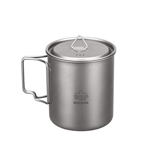  ROCREEK Titanium 750ml Pot with Lid Portable Mug for Backpacking Camping Open Fire