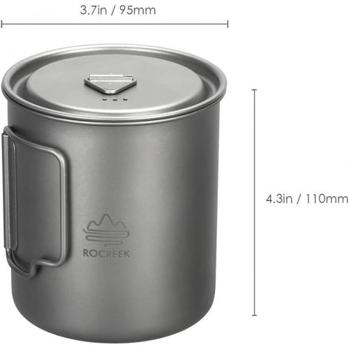 ROCREEK Titanium 750ml Pot with Lid Portable Mug for Backpacking Camping Open Fire