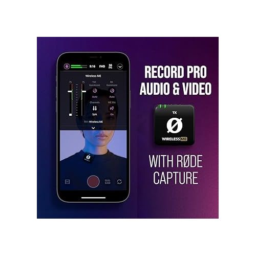 로데 RØDE Wireless ME Ultra-compact Wireless Microphone System with Built-in Microphones, GainAssist Technology and 100m Range for Filmmaking, Interviews and Content Creation, Wireless ME