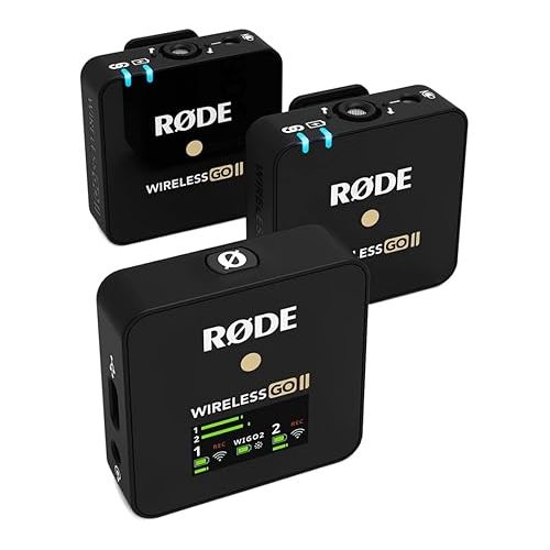 로데 RØDE Wireless Go II Dual Channel Wireless System with Built-in Microphones with Analogue and Digital USB Outputs & RØDE SC19 1.5m USB-C to Lightning Accessory Cable (SC-19)