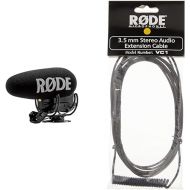 Rode Videomic Pro-R+ On-Camera Shotgun Condenser Microphone and Rode VC1 10' (3.5mm) Stereo Mini Jack Extension Cable, Suits VideoMic