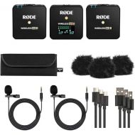 RØDE Wireless Go II Dual Channel Wireless System with Built-in Microphones with Analogue and Digital USB Outputs, with 2X Transmitter, Bundle with 2X Turnstile Audio Lavalier Microphone