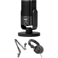 RODE NT-USB Mini USB Microphone Kit with Broadcast Arm and Closed-Back Headphones