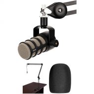 RODE PodMic Dynamic Podcasting Microphone Kit with Cabled Broadcast Arm and Windscreen