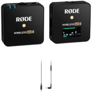 RODE Rode Wireless GO II Single Compact Digital Wireless Microphone System/Recorder with USB Cable for Android Kit (2.4 GHz, Black)