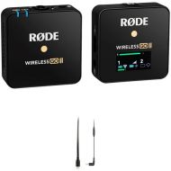 RODE Rode Wireless GO II Single Compact Digital Wireless Microphone System/Recorder with Lightning Cable for iOS Kit (2.4 GHz, Black)
