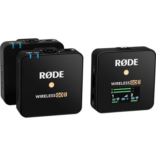 로데 RODE Wireless GO II 2-Person Compact Digital Wireless Omni Lavalier Microphone System/Recorder Kit (2.4 GHz, Black)