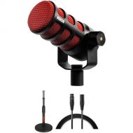 RODE PodMic 1-Person Podcasting Microphone Kit with Desktop Stand and XLR Cable (Red, Special 50th Anniversary Edition)