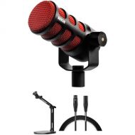 RODE PodMic 1-Person Podcasting Microphone Kit with Desktop Arm and XLR Cable (Red, Special 50th Anniversary Edition)