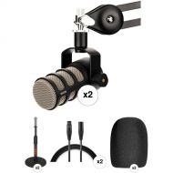 RODE PodMic 2-Person Podcasting Microphone Kit with 2 Tabletop Stands & 2 XLR Cables
