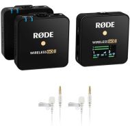 RODE Wireless GO II 2-Person Compact Digital Wireless Omni Lavalier Microphone System/Recorder Kit (2.4 GHz, Black, White Lavs)