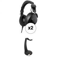 RODE NTH-100 Professional Closed-Back Over-Ear Headphones Kit with Desktop Headphones Stand (Black, 2-Pack)