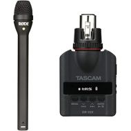 Rode Reporter Omnidirectional Dynamic Microphone & TASCAM Plug-On Micro Linear PCM Digital Recorder for XLR Microphones, Black (DR-10X)