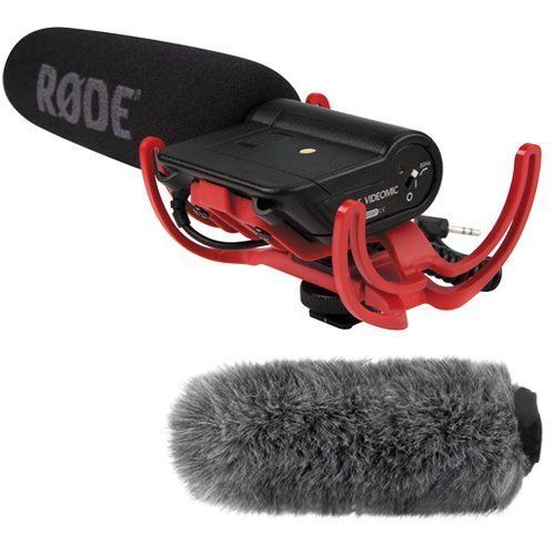 로데 Rode Videomic Shotgun Microphone with Rycote Lyre Mount and Fuzzy Windjammer Kit