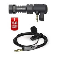 Rode VideoMic Me Compact TRRS iOS Cardioid Mini-Shotgun Microphone + SmartLav+ Lavalier Microphone for iPhone and Smartphones + 1-Year Extended Warranty Bundle