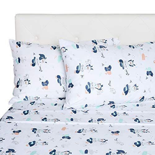 ROITOM Roitom Kids Twin Bed Sheets, Cat in Boots, Fun 100% Natural Soft Cotton Sheet Set for Boys and Girls with Flat Sheet, Fitted Sheet, 2 Pillow Cases