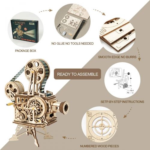  [아마존 핫딜]  [아마존핫딜]ROKR 3D Wooden Puzzle Mechanical Model Kits for Adults DIY Construction Kit Vitascope