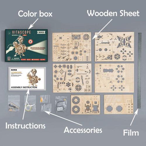  [아마존 핫딜]  [아마존핫딜]ROKR 3-D Puzzle-Wooden Model Building Sets-Adult Craft Brain Teaser Educational Engineering Toy Educational for Children Kids Teenage Adults (Vitascope)