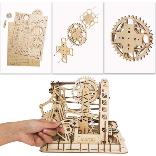  [아마존 핫딜] ROKR 3D Assembly Wooden Puzzle Brain Teaser Game Mechanical Gears Set Model Kit Marble Run Set Unique Craft Kits Christmas/Birthday/Valentines Gift for Adults & Kids Age 14+(LG503-