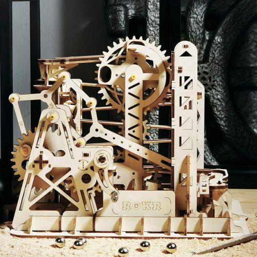  [아마존 핫딜] ROKR 3D Assembly Wooden Puzzle Brain Teaser Game Mechanical Gears Set Model Kit Marble Run Set Unique Craft Kits Christmas/Birthday/Valentines Gift for Adults & Kids Age 14+(LG503-