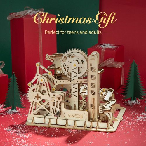  [아마존베스트]ROKR Mechanical Gears DIY Building Kit Mechanical Model Construction Kit with Balls for Teens and Adults Tower Coaster