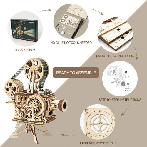  [아마존베스트]ROKR 3D Wooden Puzzle Mechanical Model Kits for Adults DIY Construction Kit Vitascope