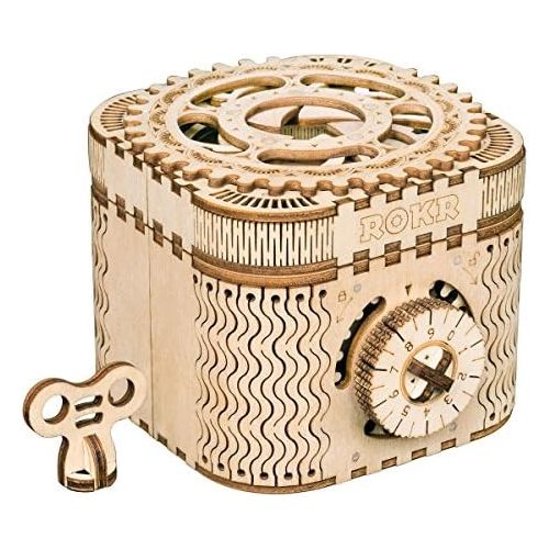  [아마존베스트]ROKR 3D Wooden Puzzle-Model Building Kits-DIY Assembled Toys-Brain Teaser Educational and Engineering for Girls,Boyfriend,Adults,DIY Lovers,When Christmas, Birthday (Treasure Box)