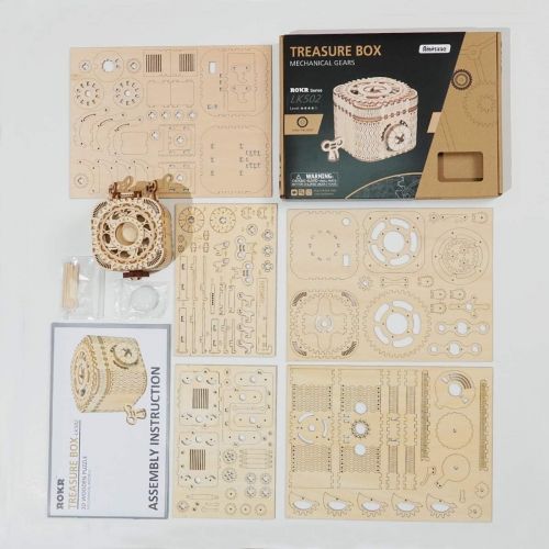  [아마존베스트]ROKR 3D Wooden Puzzle-Model Building Kits-DIY Assembled Toys-Brain Teaser Educational and Engineering for Girls,Boyfriend,Adults,DIY Lovers,When Christmas, Birthday (Treasure Box)