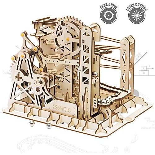  [아마존베스트]ROKR 3D Assembly Wooden Puzzle Brain Teaser Game Mechanical Gears Set Model Kit Marble Run Set Unique Craft Kits Christmas/Birthday/Valentines Gift for Adults & Kids Age 14+(LG503-