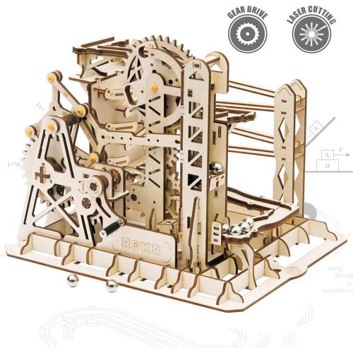  [아마존베스트]ROKR 3D Assembly Wooden Puzzle Brain Teaser Game Mechanical Gears Set Model Kit Marble Run Set Unique Craft Kits Christmas/Birthday/Valentines Gift for Adults & Kids Age 14+(LG503-
