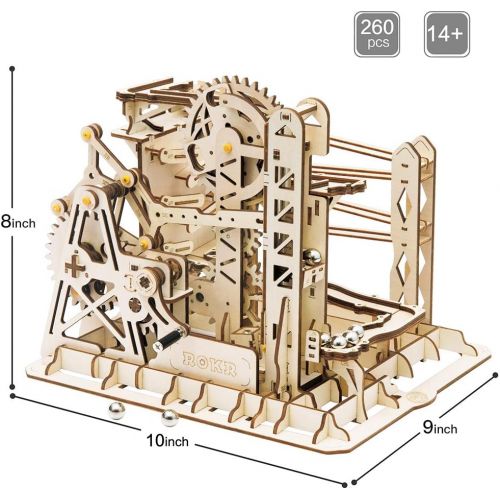  [아마존베스트]ROKR 3D Assembly Wooden Puzzle Brain Teaser Game Mechanical Gears Set Model Kit Marble Run Set Unique Craft Kits Christmas/Birthday/Valentines Gift for Adults & Kids Age 14+(LG503-