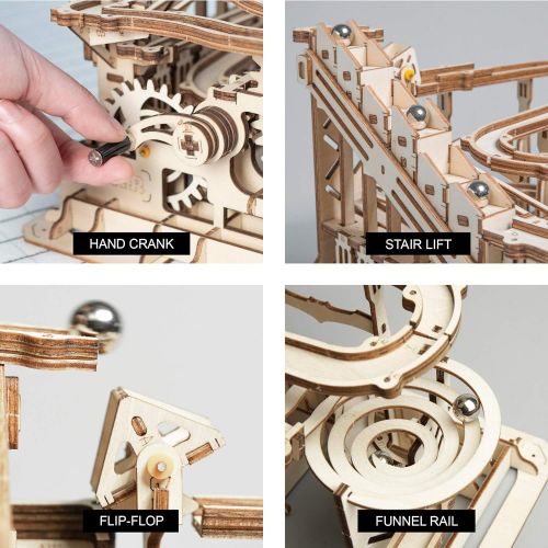  [아마존베스트]ROKR Marble Run Wooden Model Kits 3D Puzzle Mechanical Puzzles for Teens and Adults(Waterwheel Coaster)