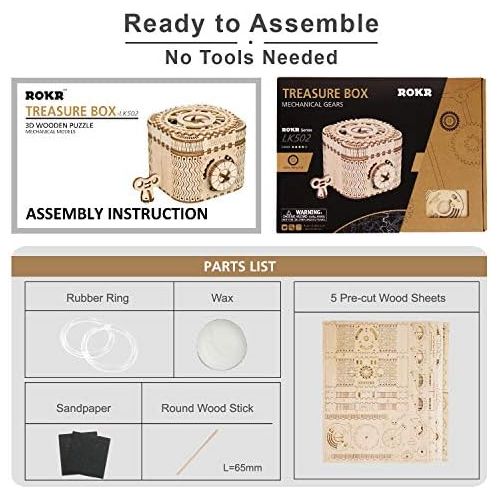  [아마존베스트]ROKR Puzzle Box 3D Wooden Puzzle Model Kits for Adults