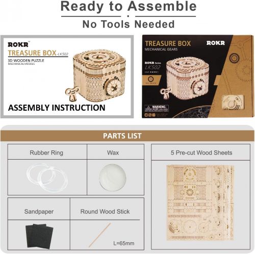  [아마존베스트]ROKR Puzzle Box 3D Wooden Puzzle Model Kits for Adults