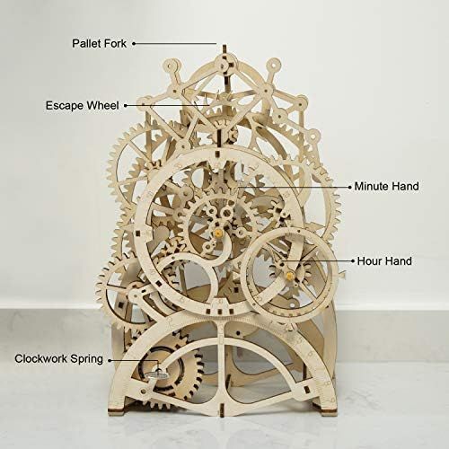  [아마존베스트]ROKR 3D Wooden Puzzle Building Clock Construction Kit Mechanical Model Building Gift Pendulum Clock