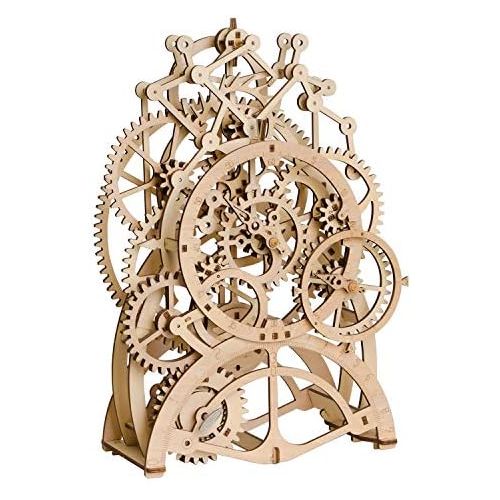  [아마존베스트]ROKR 3D Wooden Puzzle Building Clock Construction Kit Mechanical Model Building Gift Pendulum Clock