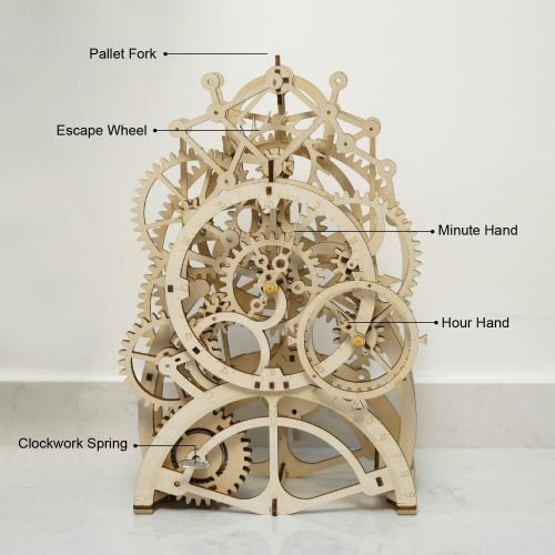  [아마존베스트]ROKR 3D Wooden Puzzle Building Clock Construction Kit Mechanical Model Building Gift Pendulum Clock