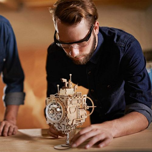  [아마존베스트]ROKR 3D Assembly Puzzle Build Your Own Wooden Music Box Craft Kits, Brain Teaser Gifts for Kids and Adults (Submarine)