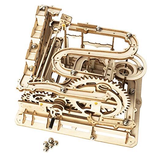  ROKR Marble Run Wooden Model Kits 3D Puzzle Mechanical Puzzles for Teens and Adults(Waterwheel Coaster)