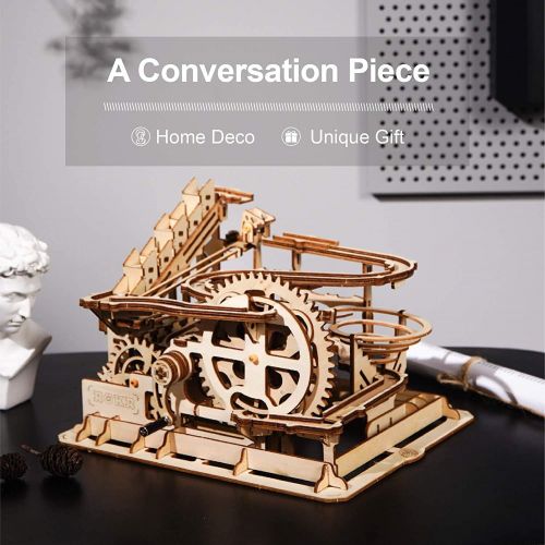  ROKR Marble Run Wooden Model Kits 3D Puzzle Mechanical Puzzles for Teens and Adults(Waterwheel Coaster)