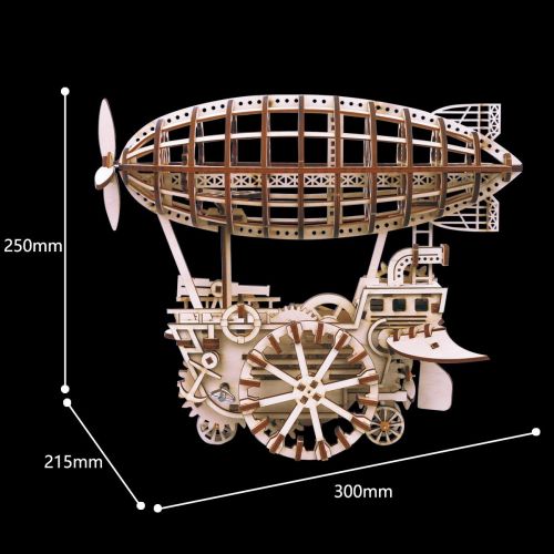  ROKR Air Vehicle: Mechanical Gears Moving Wooden 3D Airship Puzzle Model: Age 1