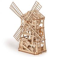 ROKR Wood Trick Mechanical Windmill Toy with Clockwork Mechanism - Wooden Windmill Kit to Build - 3D Wooden Puzzle - STEM Toys for Boys and Girls