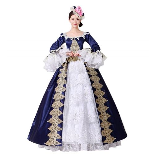  ROLECOS Womens Royal Vintage Medieval Dresses Lady Satin Gothic Victorian Dress Fancy Masquerade Dress