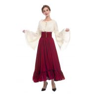 ROLECOS Womens Renaissance Medieval Costume Trumpet Sleeve Peasant Shirt and Skirt