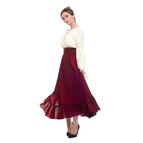  ROLECOS Womens Renaissance Medieval Costume Trumpet Sleeve Peasant Shirt and Skirt