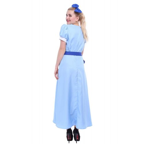  ROLECOS Womens Princess Dress Light Blue Maxi Dresses Halloween Cosplay Costume