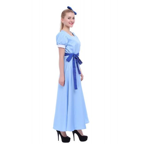  ROLECOS Womens Princess Dress Light Blue Maxi Dresses Halloween Cosplay Costume