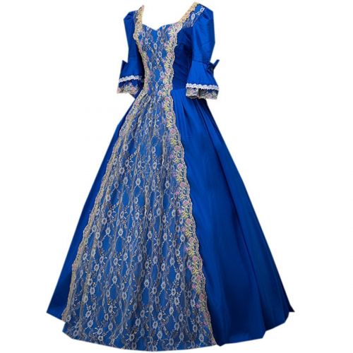  ROLECOS Womens Royal Retro Medieval Renaissance Dresses Lady Satin Masquerade Dress