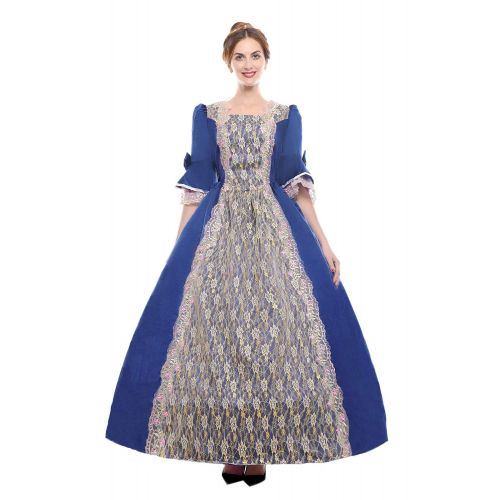  ROLECOS Womens Royal Retro Medieval Renaissance Dresses Lady Satin Masquerade Dress